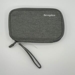 Bevegekos Gray Travel Tech Organizer Case Double Zip‎ Pouch Wristlet NWOT